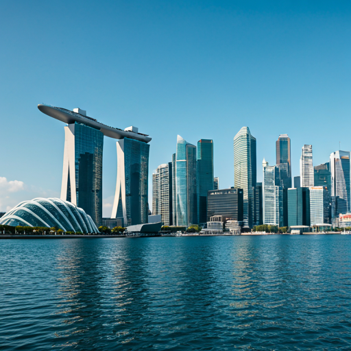 Singapore CBD skyline viewed from Marina Bay — where Anchora Immigration's headquarters is located