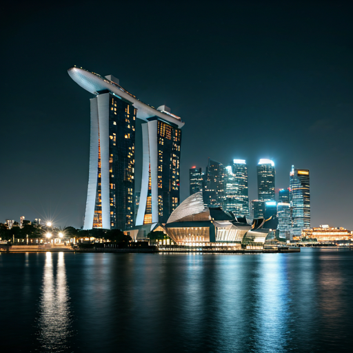 Modern Singapore CBD architecture at night — the backdrop for Anchora's long-term PR and Citizenship advisory process
